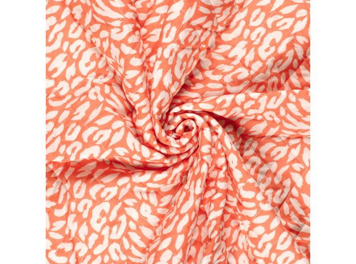Sélection Coup de coudre - Tissu Voile de Coton Matelassé "Panthère" Corail