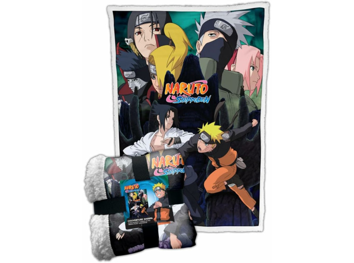 Homadict Plaid Sherpa Naruto - 100x150cm - Couverture Polaire Douce & Chaude - Naruto vs Sasuke - Qualité Elevée & Confortable - Licence Officielle