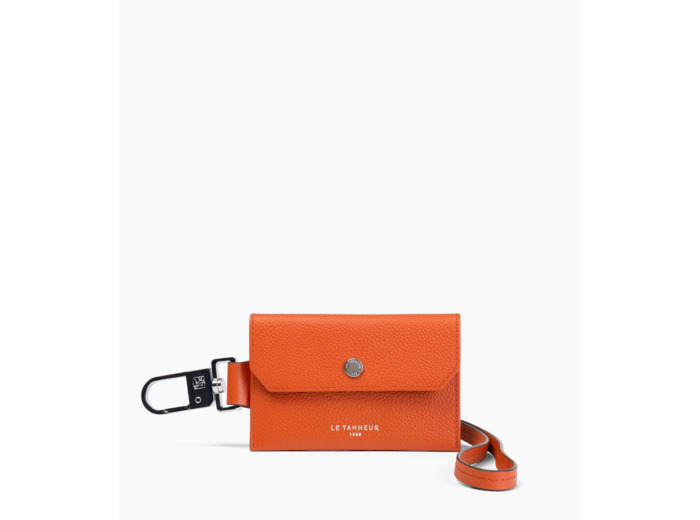 Porte étiquette en cuir grainé