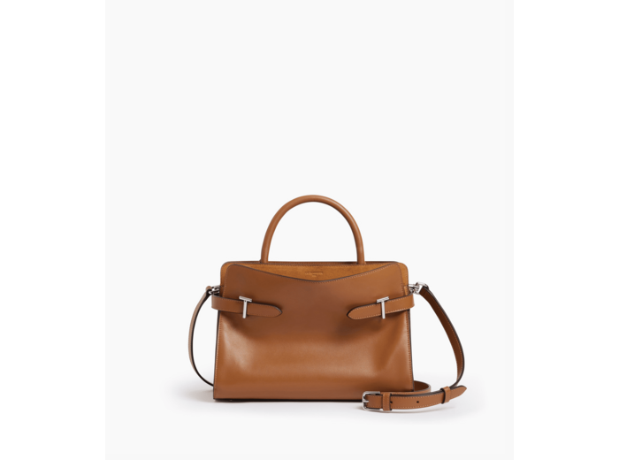 Sac à main moyen modèle Emie en cuir lisse et refente de velours