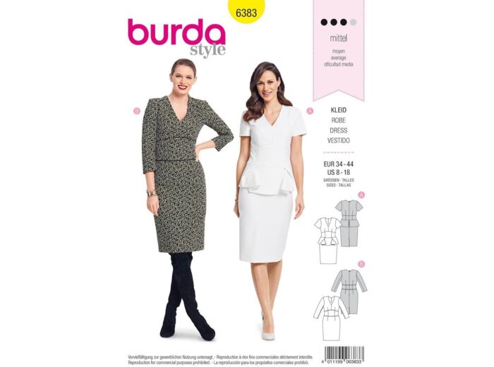 Burda Style – Patron Femme Robe à Basque n°6383 du 34 au 44
