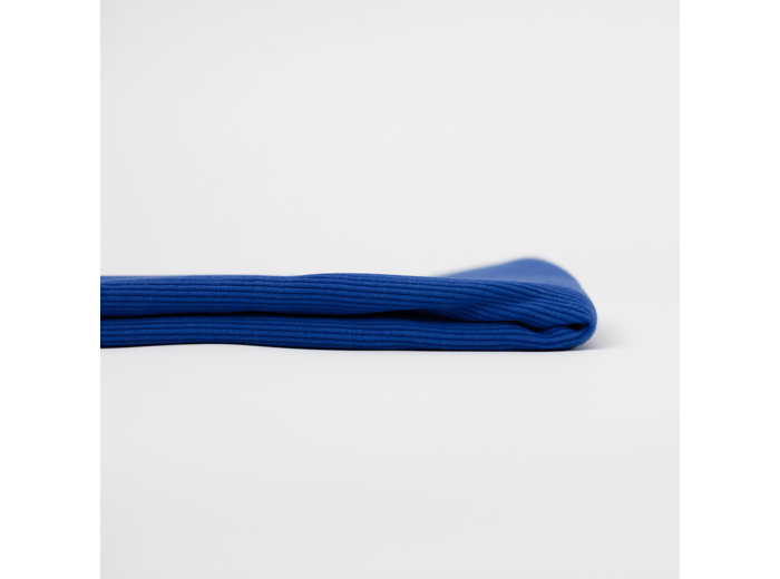 See You at Six - Tissu Jersey Bord-Cotes Épais Uni Couleur Bleu Surf the Web