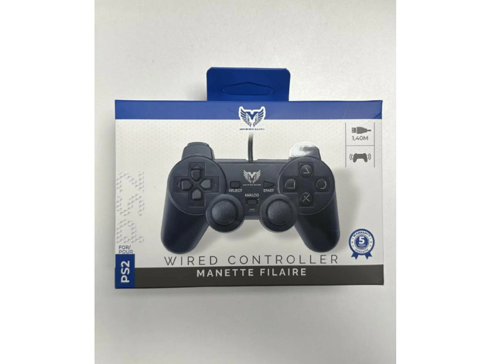 Manette type Dualshock pour PS2 - MOVETECK GAMER - 1,4m - Noire