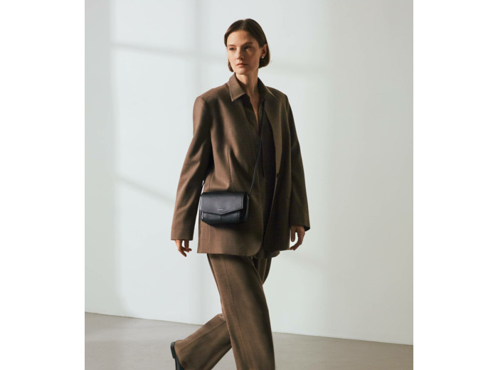 Sac pochette avec bandoulière amovible Charlotte en cuir lisse