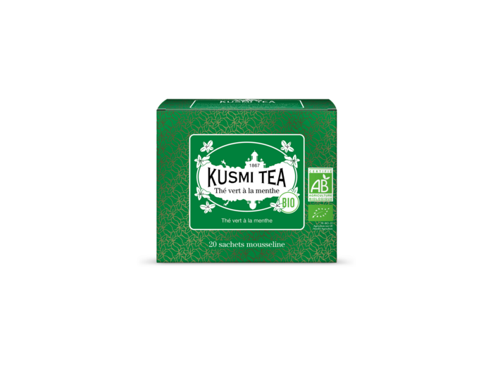 Thés Aromatisés Verts Thé Vert à la Menthe Bio - Etui 20 sachets mousseline - 40gr