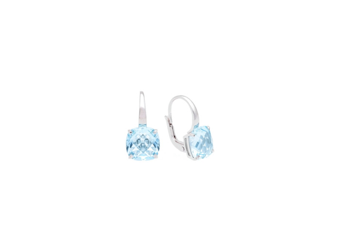 Boucles d'oreilles Cesare Pompanon Poppy Blue en or rose et topaze sky blue