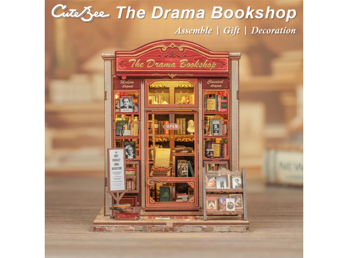 [BOOK NOOK]  MINIATURE HOUSE - DIY - La Librairie Drama - 253pc + Eclairage LED