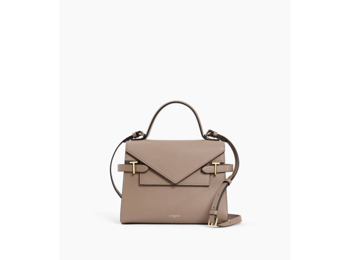 Sac à main double rabat moyen modèle Emilie en cuir grainé