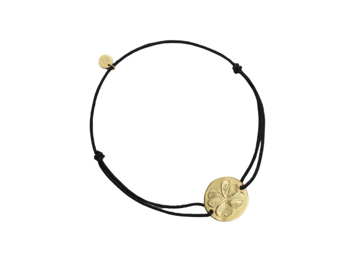 Bracelet Arthus Bertrand Trèfle sur Lien en vermeil sablé