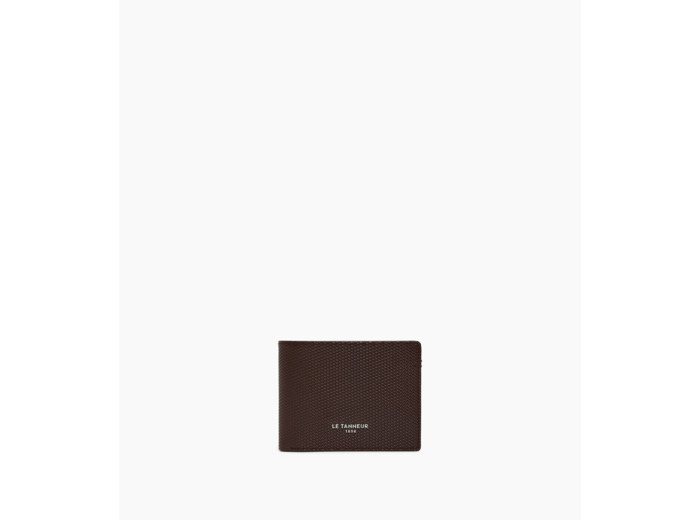 Portefeuille zippé horizontal Lucien en cuir signature T