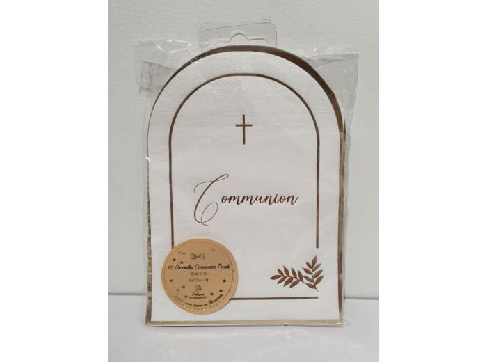 Serviettes communion blanc et or x16