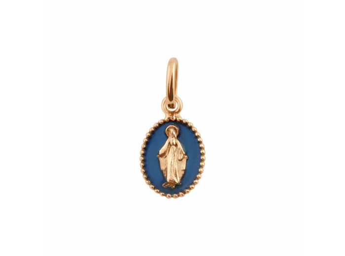 Pendentif Gigi Clozeau Madone en or rose et résine bleu prusse