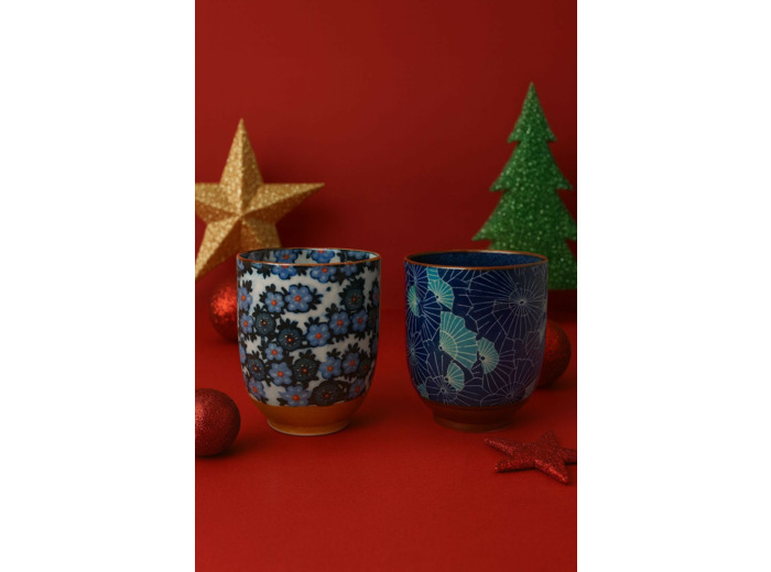 SET 2 TASSES ÉVENTAILS  - JAPON