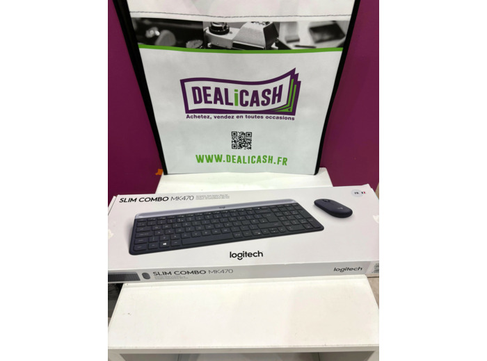Logitech MK470 Combo Clavier et Souris sans Fil pour Windows, 2,4 GHz avec Récepteur USB, Ultra - Fin, Discret, Batterie Longue Durée, Souris Optique, Clavier AZERTY Français - Noir