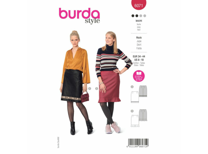 Burda Style – Patron Femme Jupe Forme Droite n°6071 du 34 au 44