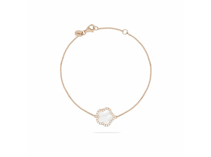 Bracelet Cesare Pompanon Fiore di Mamma entourage diamants en or rose et nacre blanche