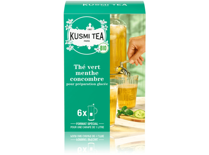 Thés Aromatisés Verts Thé vert menthe-concombre bio - Etui 6 sachets pour thé glacé - 48g