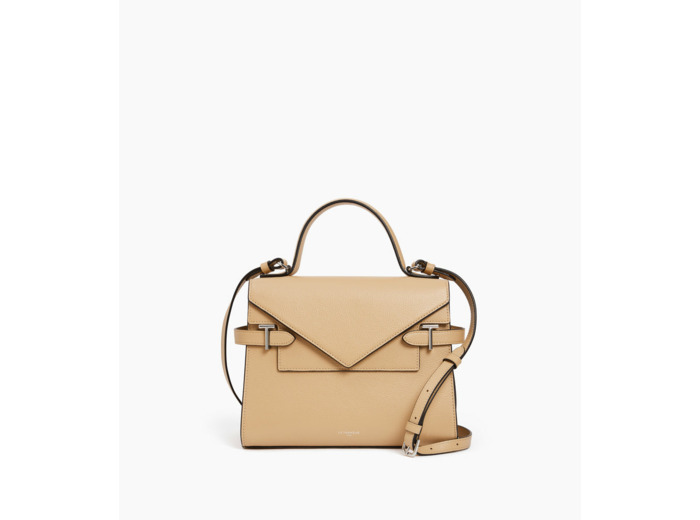 Sac à main double rabat moyen modèle Emilie en cuir grainé