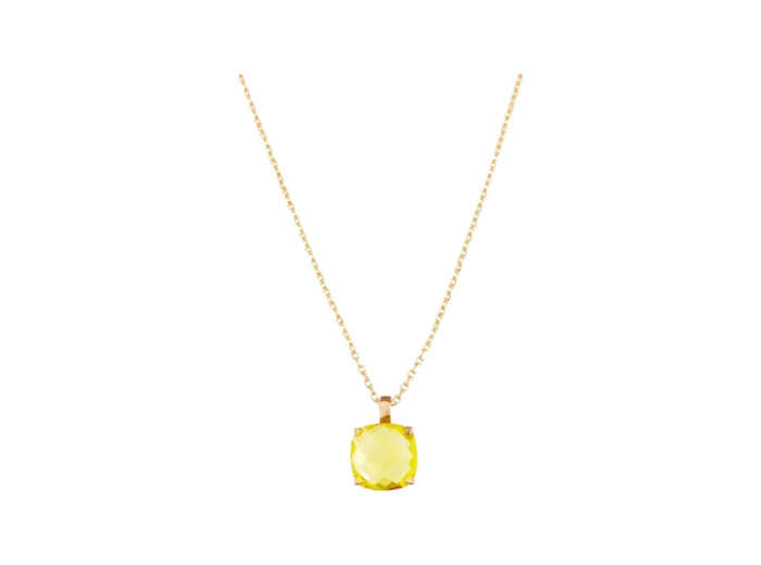 Collier Cesare Pompanon Poppy Blue en or rose et quartz lemon