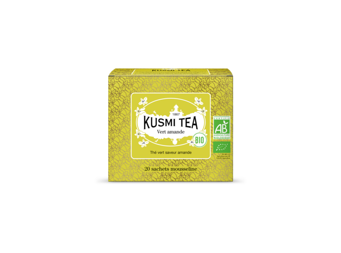 Thés Aromatisés Verts Vert Amande bio - Etui 20 sachets mousseline - 40gr