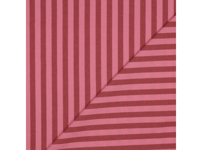 Poppy - Tissu Fil à Fil Rayures Bordeaux/ Rose
