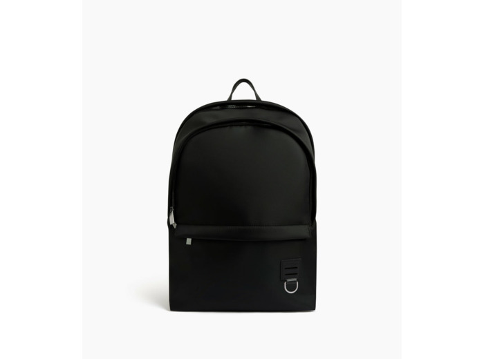 Sac à dos zippé Basile en toile nylon et cuir lisse