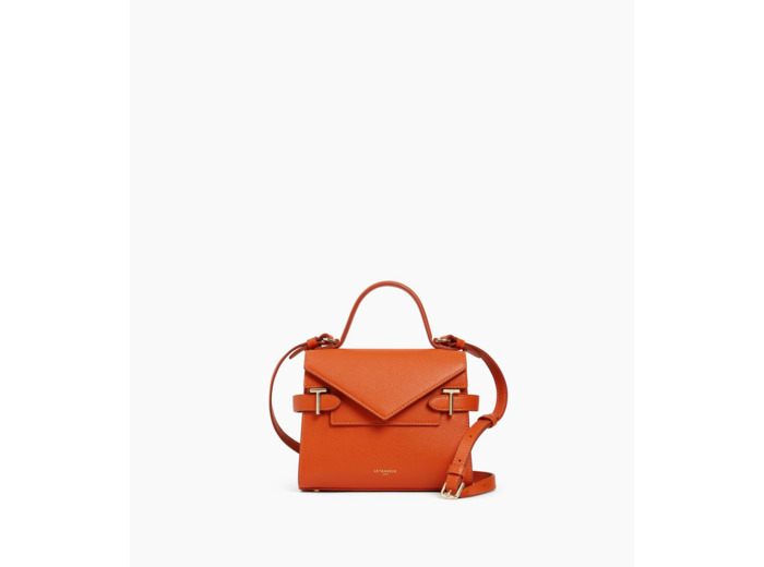 Petit sac à main double rabat Emilie en cuir grainé