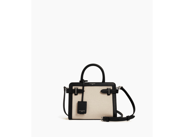 Petit sac à main Emilie en toile coton et cuir lisse