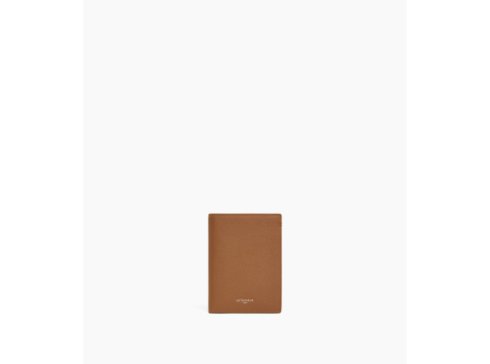 Grand portefeuille vertical zippé Lucien en cuir grainé