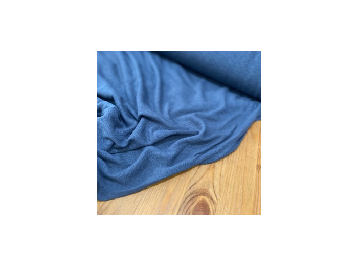 Sélection Coup de coudre - Tissu Jersey de Lin et Viscose Uni Bleu - coupon 1,5 m