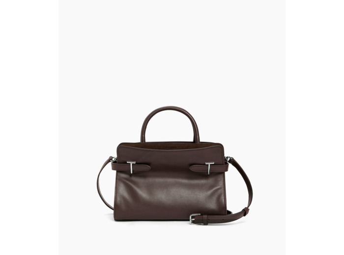 Sac à main moyen modèle Emie en cuir lisse et refente de velours