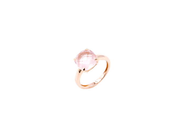 Bague Cesare Pompanon Poppy Blue en or rose et quartz rose