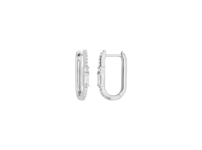 Boucles d'oreilles pendantes Murat Façades en argent rhodié et oxyde de zirconium