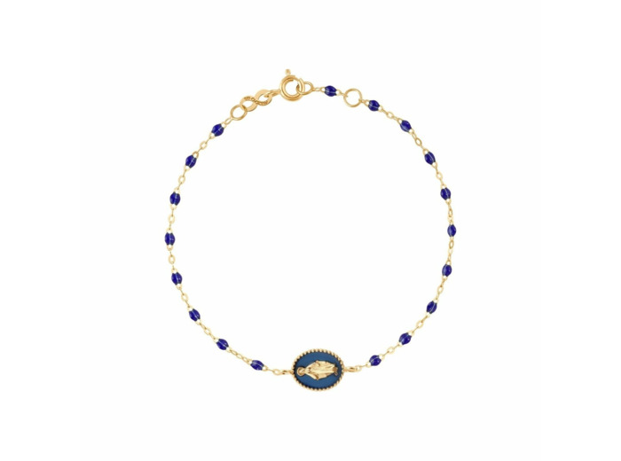 Bracelet Gigi Clozeau Madone en or jaune et résine bleu de Prusse, 17cm