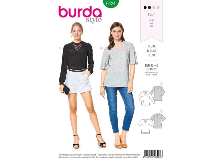 Burda Style – Patron Femme Blouse n°6424 du 38 au 48