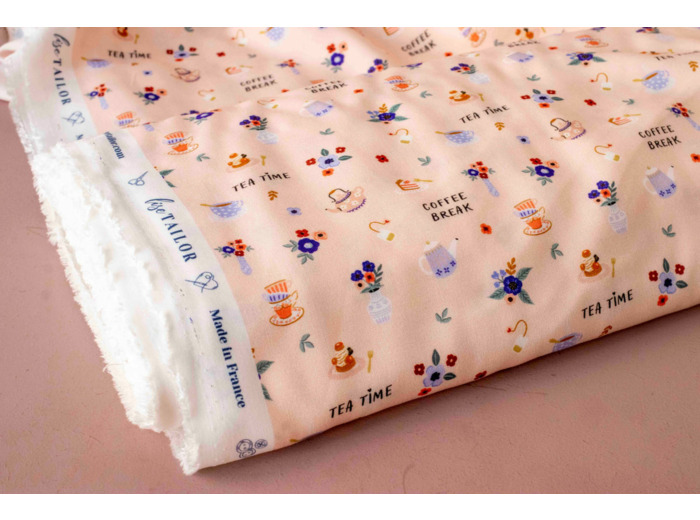 Lise Tailor - Tissu Popeline de Viscose Ecovero Imprimé "Tea Time" - Coupon 2,3m