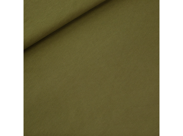 See You at Six - Tissu French Terry Coton 3 fils Uni Couleur Vert Mousse de Tourbe