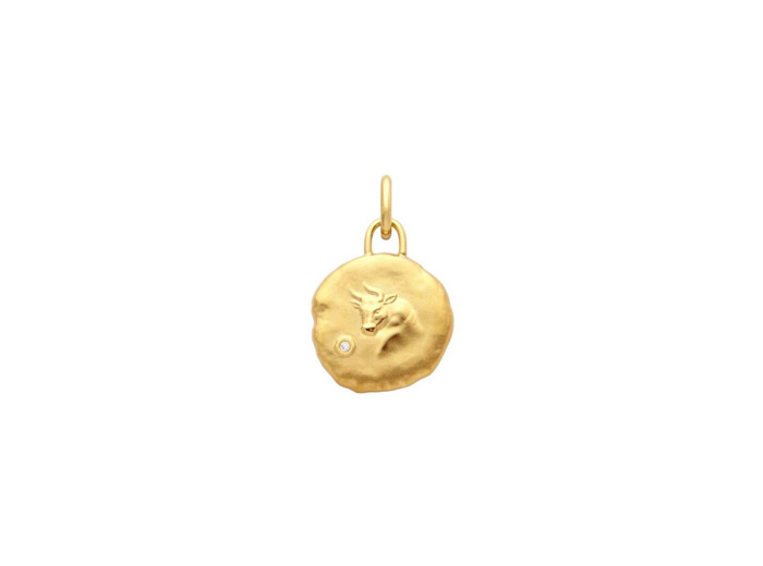 Médaille Arthus Bertrand Astro Taureau en or jaune et diamant, 15 mm
