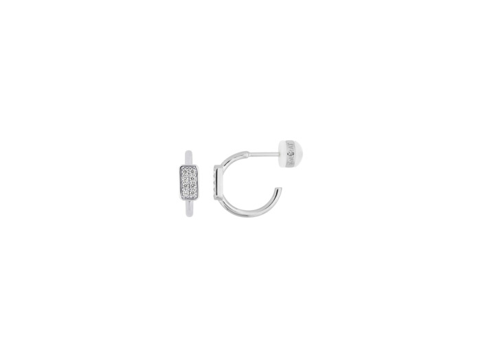 Boucles d'oreilles créoles Murat Les Pavés en argent rhodié et oxyde de zirconium