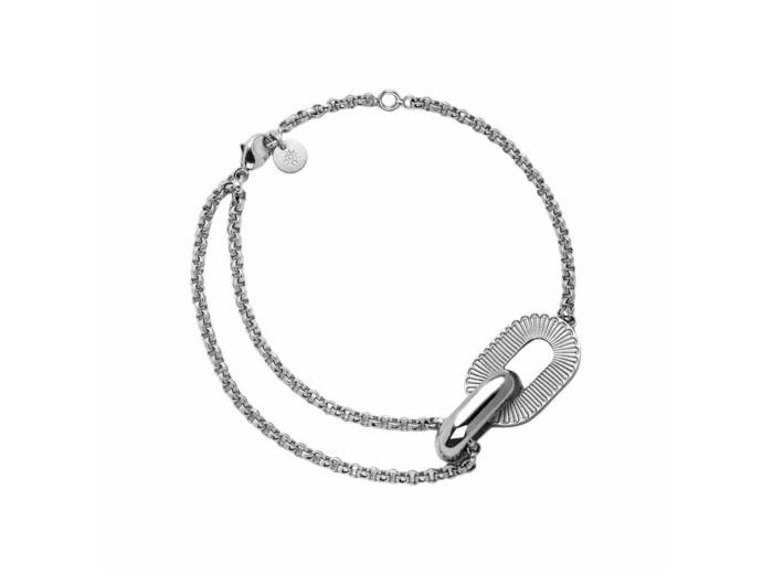 Bracelet Arthus Bertrand Ruban sur chaîne Jaseron en argent poli