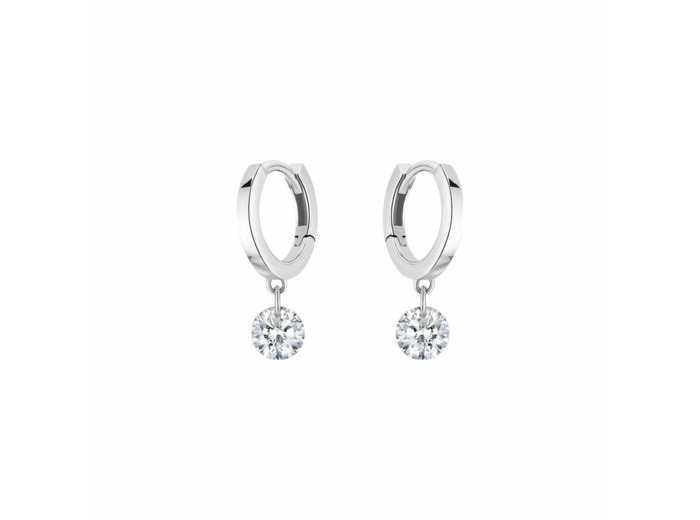 Boucles d'oreilles créoles La Brune & La Blonde 360° en or blanc et diamants de 0.20ct