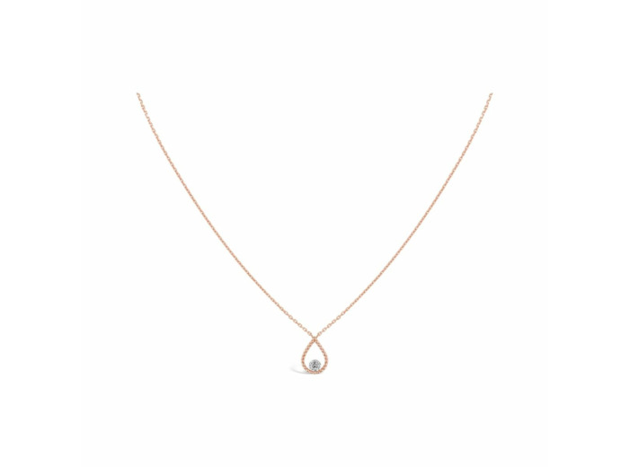 Collier Sarlane Palline Goutte en or rose et diamant taille brillant de 0.15ct monté en Serti Riveté