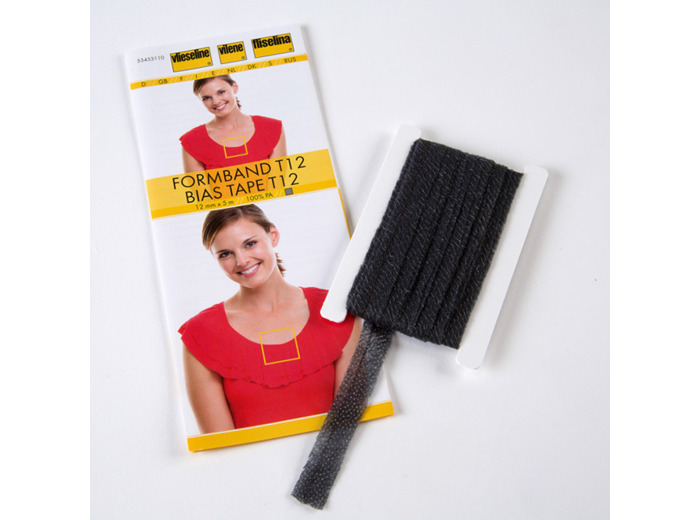 Vlieseline - Passement en Biais Stabilmanche T12 Coloris Gris Graphite (12 mm x 5 m)