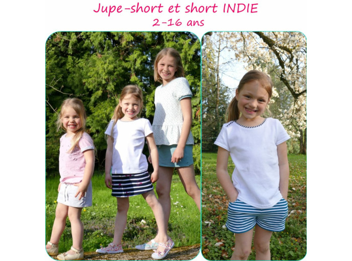 Petits D'om – Patron Indie – Jupe-Short et Short en Jersey – Tailles 2 à 16 ans