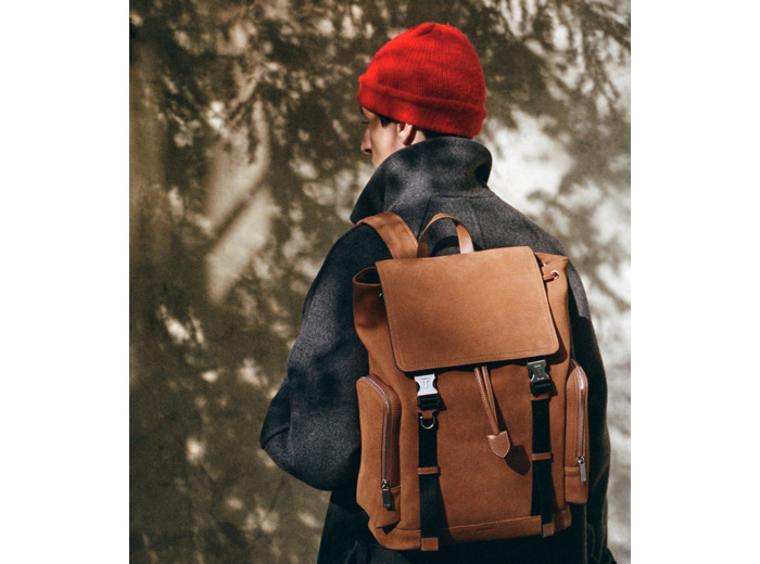 Sac à dos à rabat Maurice en cuir nubuck grainé