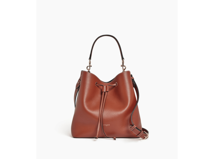 Grand sac seau Louise en cuir grainé