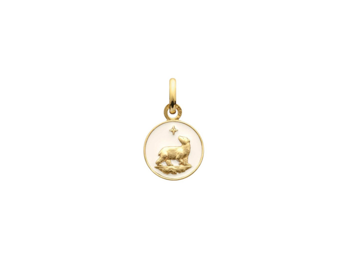 Médaille Arthus Bertrand Ours en or jaune poli et laque ivoire