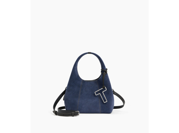 Petit sac à main Juliette en cuir suède effet denim