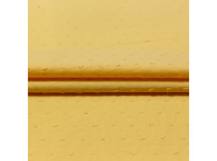Sélection Coup de coudre - Tissu Voile de Coton Plumetis Uni Couleur Jaune Poussin - coupon 2 m
