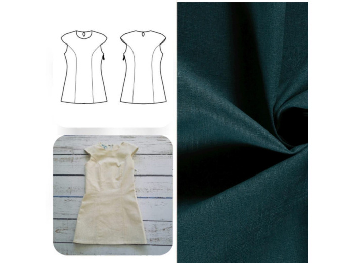Christine Charles – Kit Couture Robe Yselda Uni Couleur Bleu Canard
